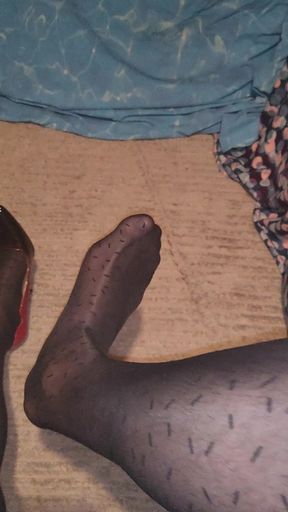 Teasing My Pattern Black Pantyhose