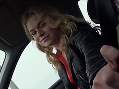 Cute Blonde teen Nishe gets a free ride on strangers dick