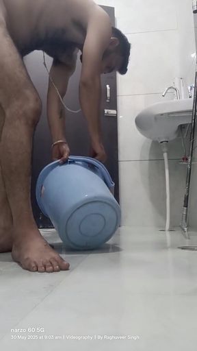 Powerful moment from &quot;Indian Desi dad enjoy outside shower&quot;