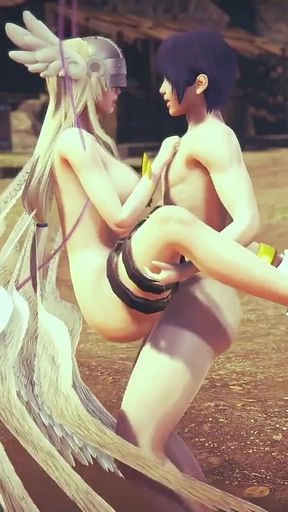 Angewomon Stand and Carry POV - Digimon Hentai Parody