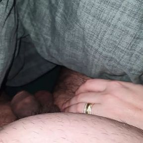 Step mom handjob under blanket step son dick