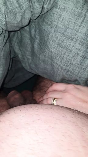 Step mom handjob under blanket step son dick