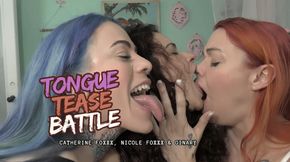 Catherine, Nicole, and Ginary – Tongue Tease Showdown with Whipped Cream