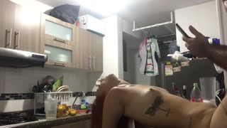 I fuck my girlfriend in my kitchen at home