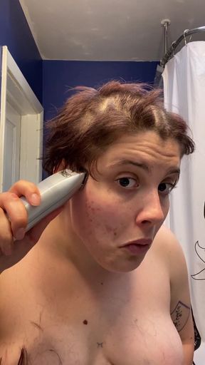 Iconic moment from &quot;Hairless Whore - Adama Daat Amateur Fetish Head and Brow Shave&quot;