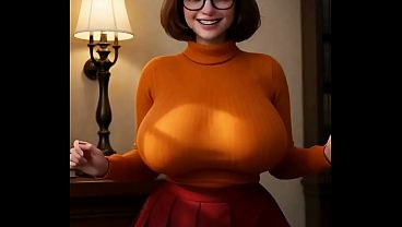 Velma Dinkley cobra vida mostrando sus ricas tetas y enorme culo
