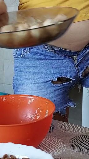 Sensual hairy woman in the kitchen. Sexy mom, hairy pussy, big ass, vacuuming the house naked. Hairy Latina big&hellip;   Clip 2