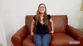 Nerdy Busty Hottie Kay Lee Gives A Deep BJ And Gets Her Pussy Pounded!