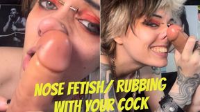 NOSE FETISH goth girl rubs your cock all over her button nose pig nose flaring nostrils JOI cum inside my nose