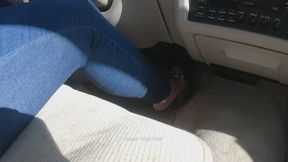 Lincoln Towncar Driving in High Heel Mules