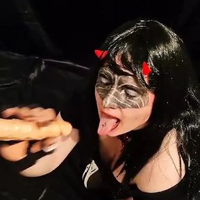 Little Dirty Devil Licking your Juicy Dick like a Lollipop