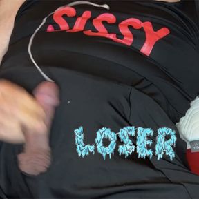 Sissy Bitch jerks off and cums while being humiliated
