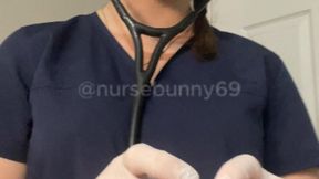 POV Physical Exam Otoscope, Stethoscope, Manual BP Cuff in Navy Scrubs 1080p