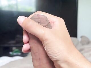 Thick Ebony Rod Drips Precum - Solo Hunk Groaning Ejaculation