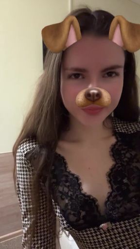 TikTok compilation part 9: slim girl dancing, mini skirt, shorts, striptease, stockings and long legs, dancing on top