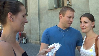 CZECH COUPLES Young Couple Takes Money for Public 4some