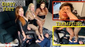 Evil Lohan: three dommes, trample and dirty feet (MP4 HD 1080p)