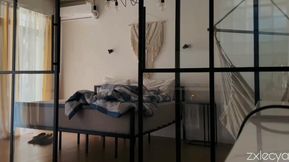 Lesbian stepsister tries dick for the first time