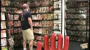 Some dude's massive cock&#x1F346; gets mouth-f**ked by a stunning babe at a video arcade