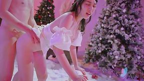 Fantastic sex in a beautiful winter setting with a slender Chinese chick.