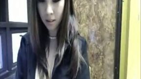Mouth-watering student shows her pussy in a library