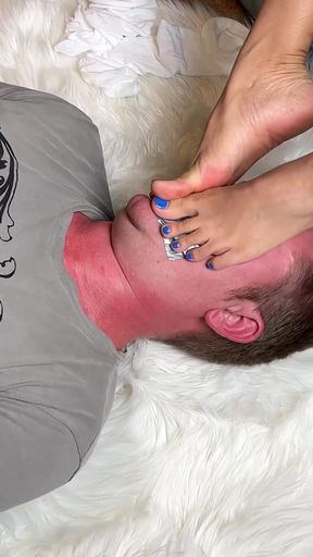Tied and Taped Mouth Asian Foot Domination