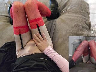 Crossdresser strokes and likes himself