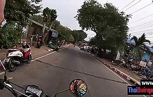 Petite Asian teen rode a motorcycle and sucked boyfriends big hard dick