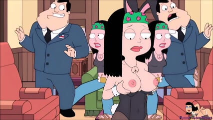 ballbusting HAYLEY kicks dad from behind, American Dad nutshot