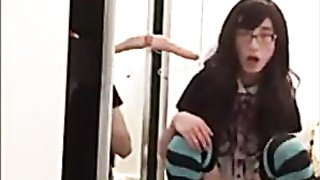 Japanese Crossdresser Plays with Fucky-fucky Fucktoy