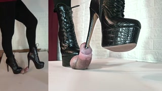 Snakeskin booties crush cock
