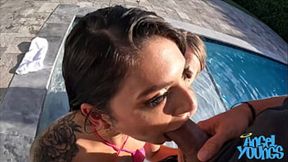 Outdoor Gang Bang with Angel Youngs and Gina Valentina Sodomized by Andre Rico