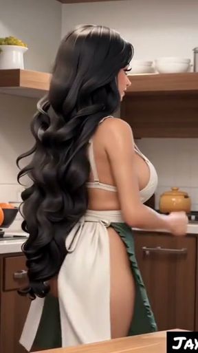 Indian beauty Jaya Anjali in her kitchen (Ai model)   Clip 3