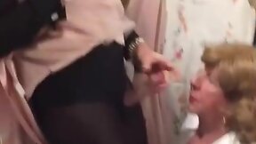 Elderly lady swallows my cum
