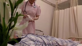 Asking an angel in white to stroke my now-exposed dick in a hospital room