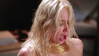 Sweaty ladies go through a hardcore fuck with tongue play