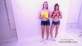Lesbian Teenagers 18+ Tease And Strap On Orgasms In Studio