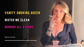 Triple Mirror Tease | Leather Bra, Smoke & Reflections