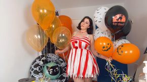 Inflating Balloons with Helium for Halloween