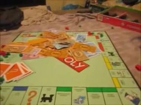Wife Gets Pussy Creampie Bareback Playing Monopoly with Friends