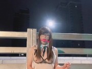 MengXian's LED butt plug show on the bridge