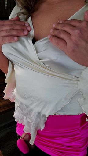 Satin Dressed Hands Free Cum