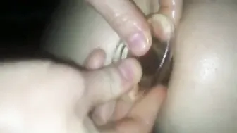 Twink takes over 30 bareback loads with open buttplug before anal orgasm