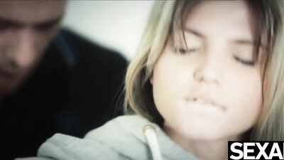 Cute blonde has wild sex up against the parking garage wall