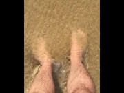 Sandy feet - Salted soles - Manlyfoot’s Big male feet in public southside nudist beach in australia