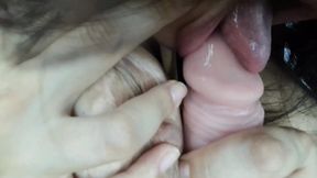 Horny busty woman shows her best friend&#039;s boyfriend how she would masturbate his delicious cock until she swallows his cum.