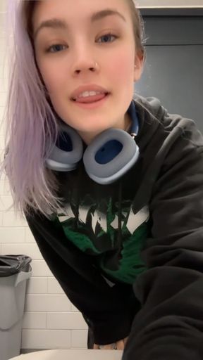 College girl spits at you in the library toilet