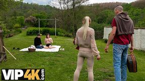 Cuckold watches as his hunter girlfriend receives pounded in the forest