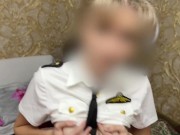 The stewardess made a mistake with the apartment, and I fucked her in the mouth and pussy