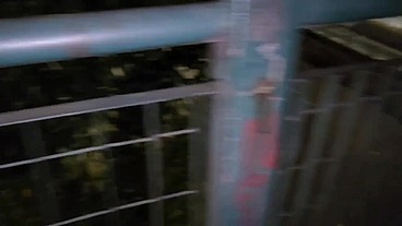 Bahian Stud Gets Double Blowjob from Young Bearded Guy and Grizzled Daddy on Midnight Viaduct